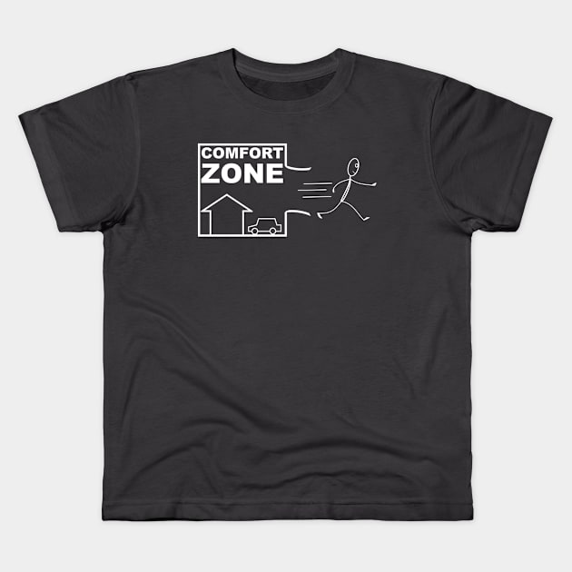 Escape Your Comfort Zone (Dark Bg) Kids T-Shirt by AmeliaAndJP